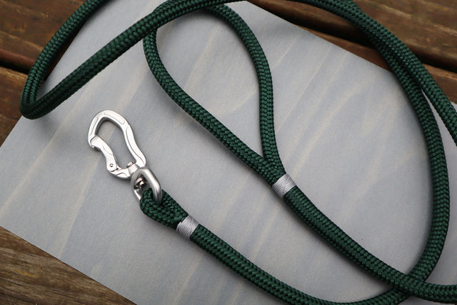 Silver & Forest Green Rope Leash
