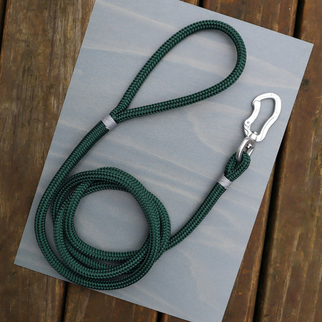 Silver & Forest Green Rope Leash