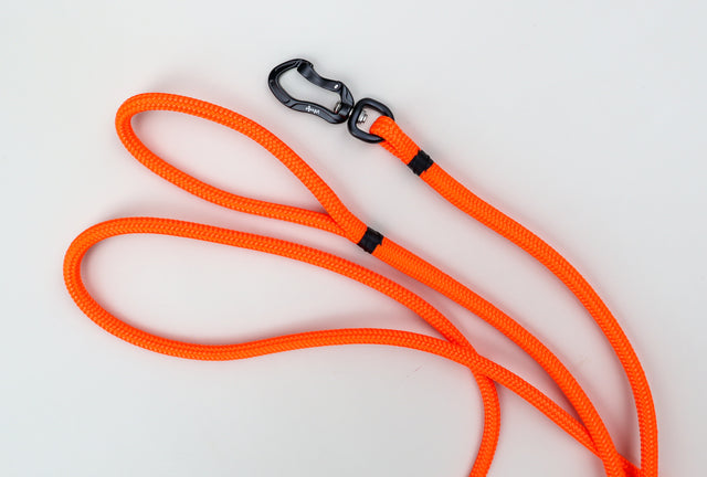 Black & Fluro Orange Rope Leash