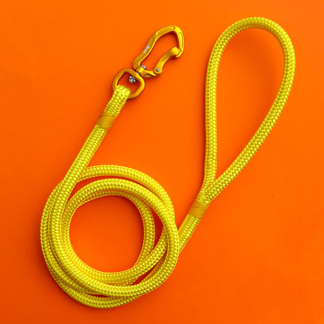 Handcrafted Dog Lead - Bright Yellow