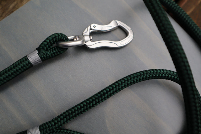 Silver & Forest Green Rope Leash