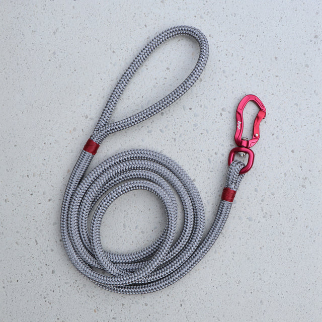 Red & Grey Rope Dog Leash