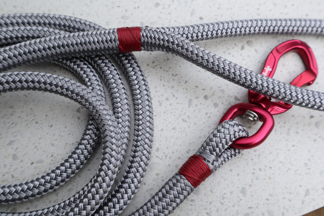 Red & Grey Rope Dog Leash