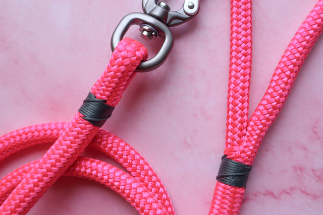 Space Grey & Hot Pink Rope Dog Leash
