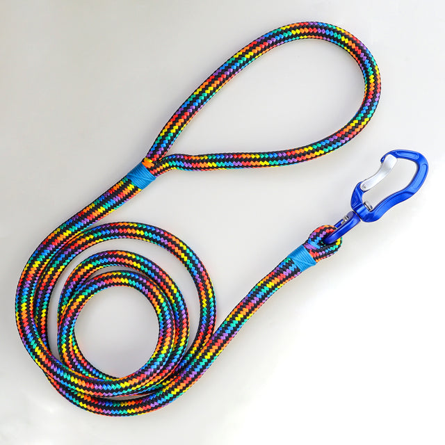 Black Rainbow Rope Leash - Blue