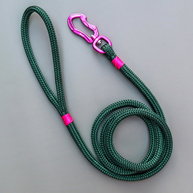 Hot Pink & Forest Green Rope Leash