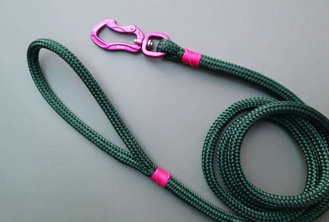 Hot Pink & Forest Green Rope Leash