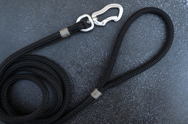 Silver & Black Rope Leash
