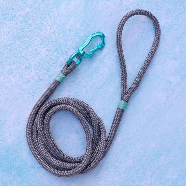 Teal & Grey Rope Dog Leash