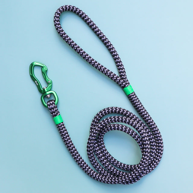 Zippy Silver Rope Leash - Green